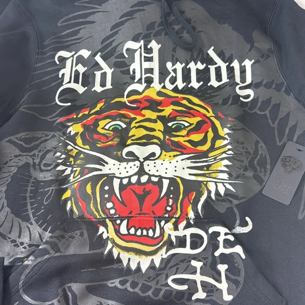 Ed Hardy men’s tiger graphic pull over hoodie M - Picture 2 of 8